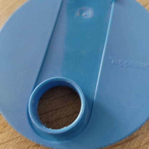 Tupperware jug used with airtight lid, blue translucent