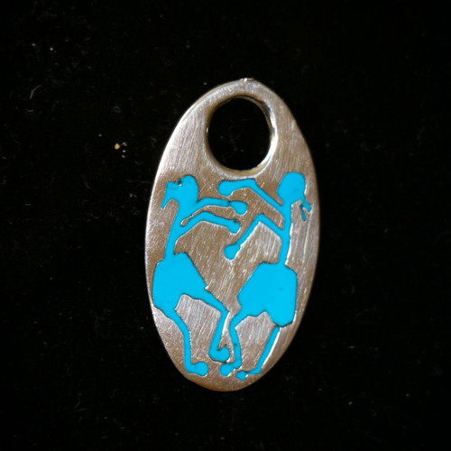 Turquoise Mosaic Pendant Silver 925 Navajo Indian New