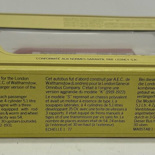 Matchbox 1978 Models of Yesteryear Y-23 A.E.C. S Type Omnibus 1922 new