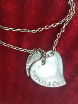 Tiffany & Co Silver 925 Double Pendant Used with Chain