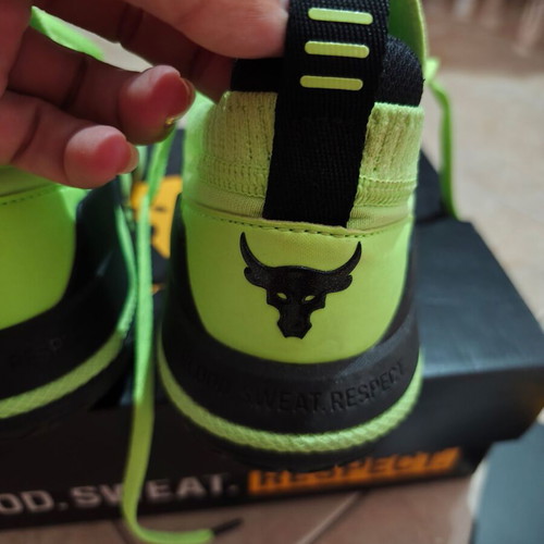 Under Armour Project Rock 4 women's athletic shoes, size 39, green and black