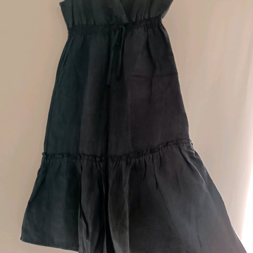 Te quiero summer dress black linen used, size 36