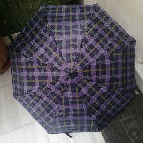 Multicolored folding women's umbrella like new, gray and purple
