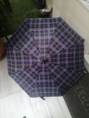Multicolored folding women's umbrella like new, gray and purple