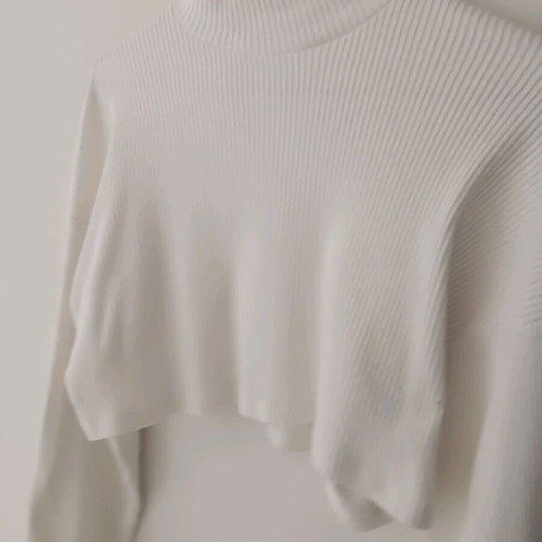 Cropped long-sleeve Bershka top like new, white size S