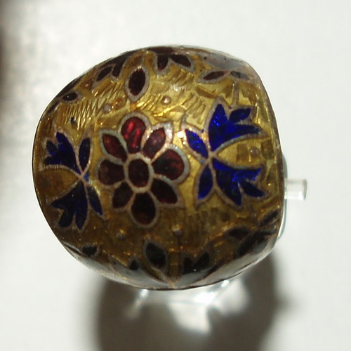Old Indian silver ring with enamel like new, multicolored