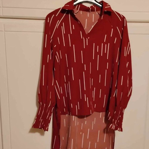 Asymmetric brick red tunic shirt new one size