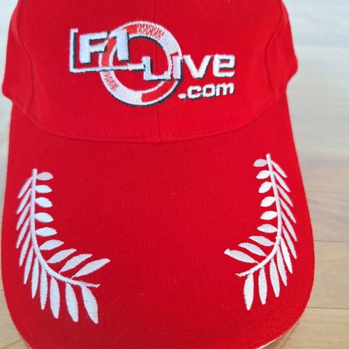 F1-Live.com vintage red baseball cap with laurel embroidery