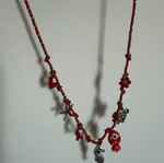 Necklace with cord new, red summer style