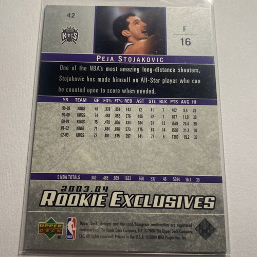 2003-04 Upper Deck Rookie Exclusives Peja Stojakovic card new