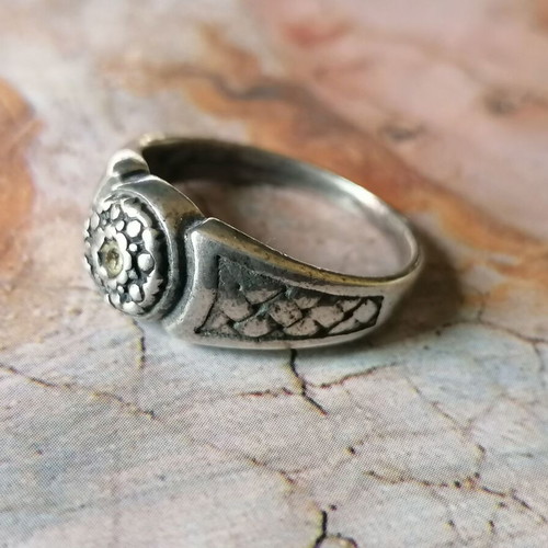 Men's Silver 950 Vintage Style Ring with Zircon New No 62 (US 10.5)