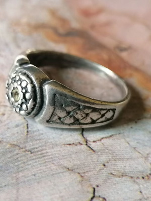 Men's Silver 950 Vintage Style Ring with Zircon New No 62 (US 10.5)