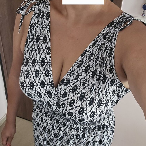 Long black and white dress, soft and loose fit, XL XXL
