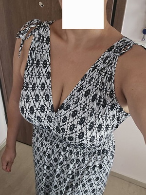 Long black and white dress, soft and loose fit, XL XXL