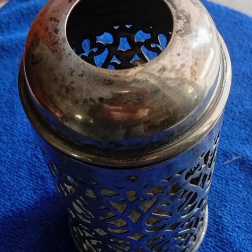 Antique Silver-Plated Pepperette New With Pierced Design