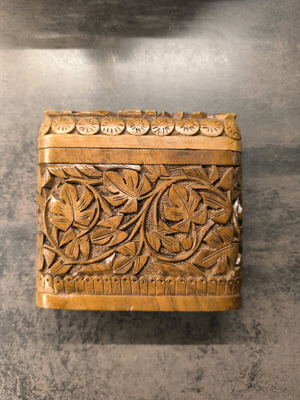 Wooden handmade carved tobacco box like new