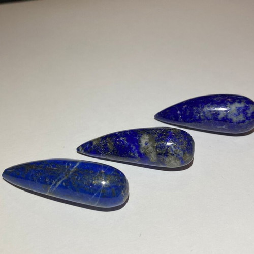 Lapis Lazuli polished natural drop-shaped set of 3