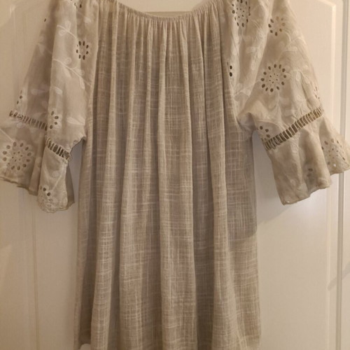 Women's airy blouse 4XL like new, cotton with embroidery beige
