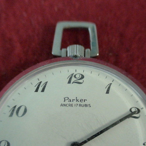 Vintage Parker pocket watch used, silver, with winding issue