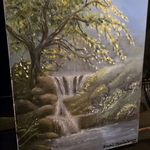 Oil painting on canvas new, waterfall 30×25