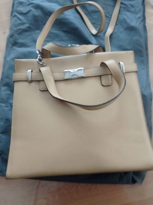 Kesslord Paris leather women's bag used, beige, 24x28 cm
