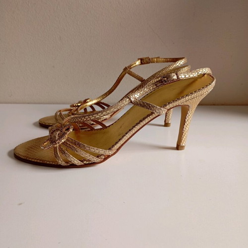 Mario Ponti leather sandals used, gold, size 39