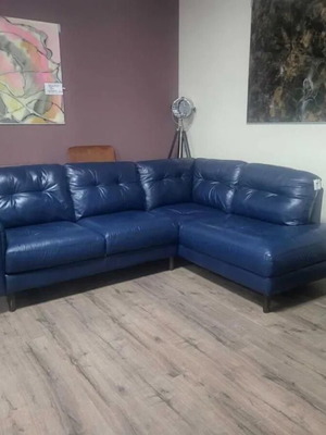 Blue leather corner sofa new, 100% genuine leather
