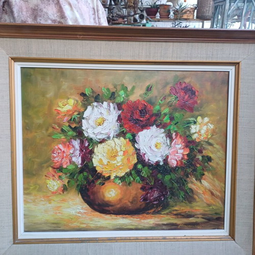 Oil painting with palette knife, 0.65x0.57 m, signed