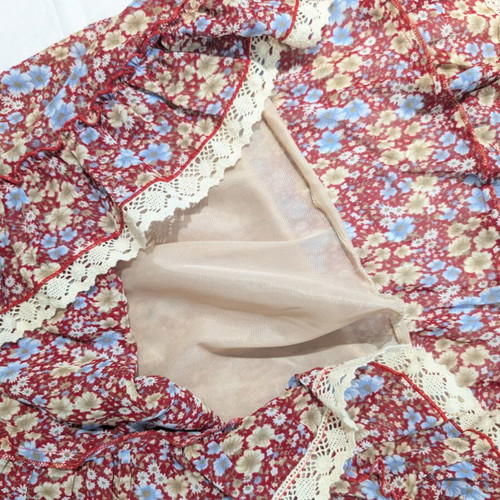 Vintage 90s floral red dress with lace and straps, like new