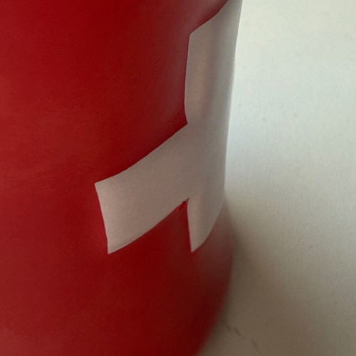 Large Swiss flag mug new with embossed cross