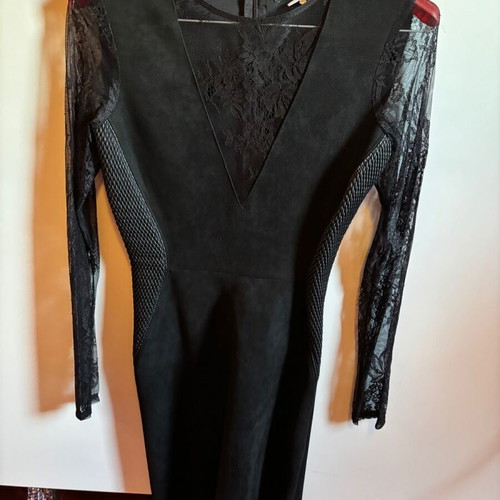 Black Zara dress with lace and leather, size S, like new