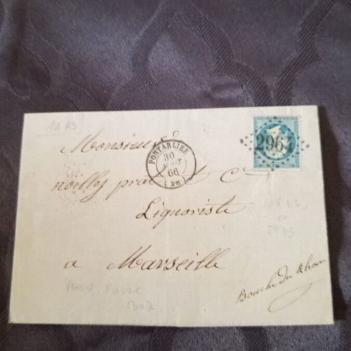 French letter from 1866 used with Prat vermouth stamps