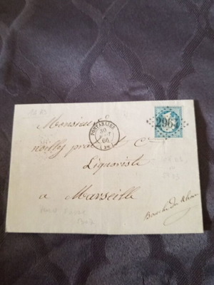 French letter from 1866 used with Prat vermouth stamps