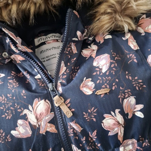 Minymo parka for girl size 128, like new, floral design