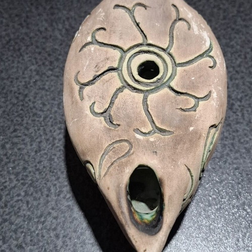 Handmade Clay Lamp decorative replica of Late Antiquity, like new