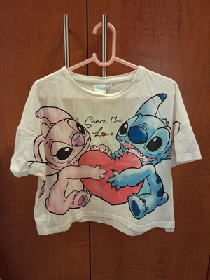 Stitch short sleeve shirt like new, girls' size 140 cm, white