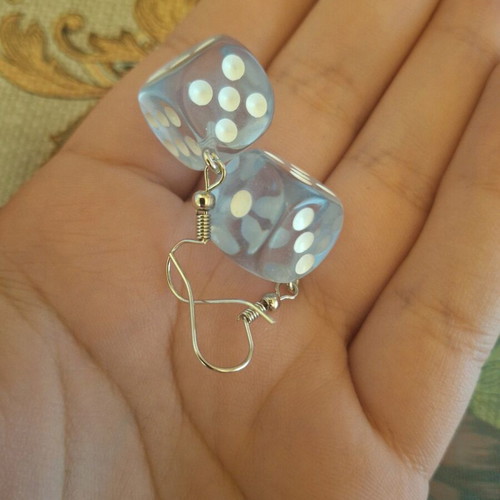 Blue Dice earrings new, turquoise