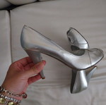 Dodici leather peep toe heels silver, new, size 40