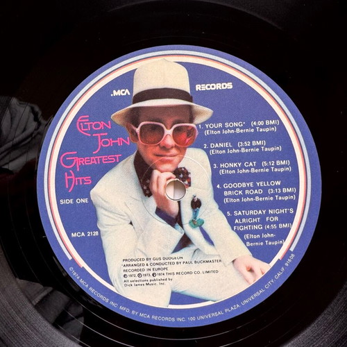 Elton John Greatest Hits vinyl record used, rock genre