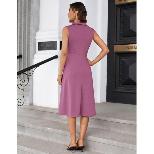 GRACE KARIN women's elegant midi dress sleeveless, purple-pink, XL