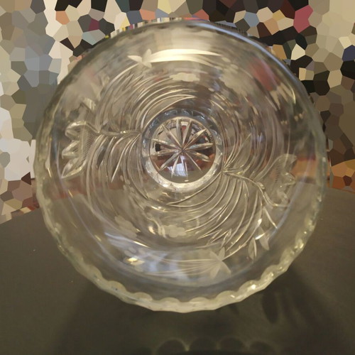 Crystal Antique Engraved Vase Like New