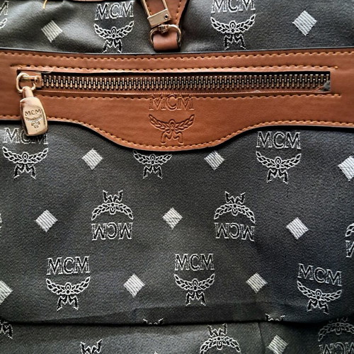 MCM Visetos Dog Bone Shopper Tote used, black and brown