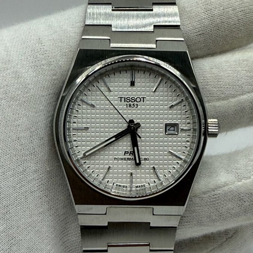 Tissot PRX Powermatic 80 watch with white dial