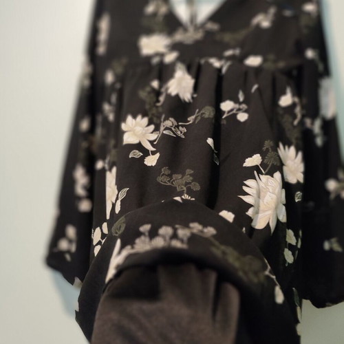Boho black dress with flowers new