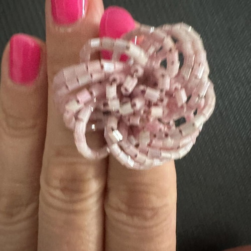 Handmade pink statement ring flower design, like new