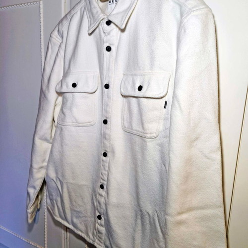 Review men's white shirt jacket size L like new
