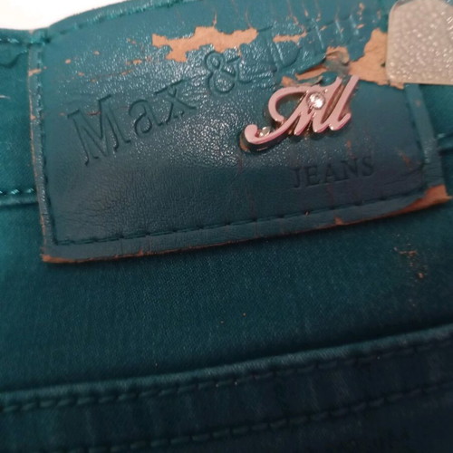 Jeans-style pants five-pocket like new, straight cut, XL, green turquoise