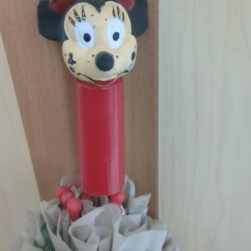 Lacoste vintage umbrella used with collectible Minnie Mouse