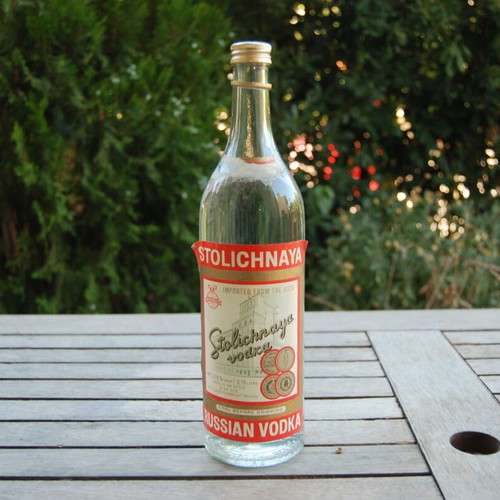 Stolichnaya Russian vodka used, opened bottle 30+ years old