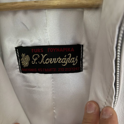 Vintage 90s leather coat Χουνταλας like new, white, size M